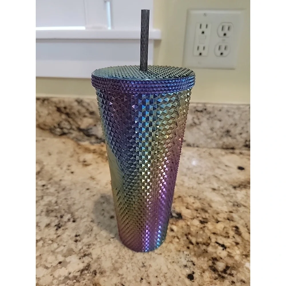 Starbucks Oil Slick Rainbow Studded Tumbler Cold Cup 24oz Venti 2023. NEW